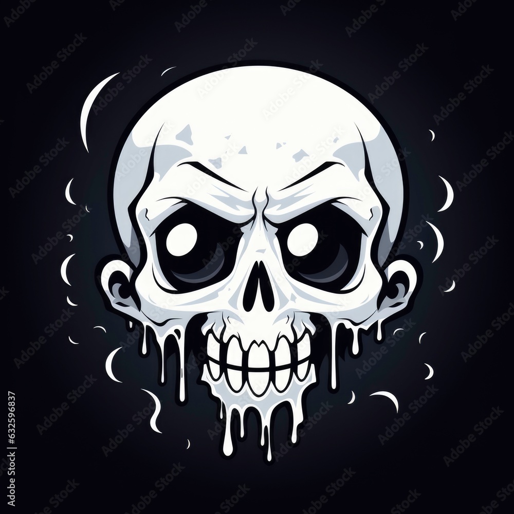 Skull emblem for printing on T-shirts. Generated by AI