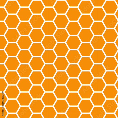 Seamless pattern hexagonal honeycombs by columns in orange color