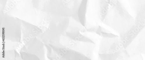 White paper is crumpled, background for various purposes, horizontal view white paper texture and background, crumpled white paper texture background.
