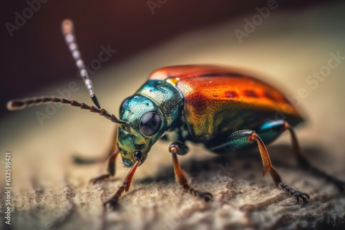 Macro view of insect or bug known as red spotted jewel beetle © Kien