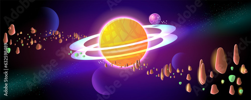 Space background and landscape of Planet Surface. Fantastic and Exotic space scene.