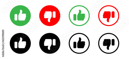 Like icon button. Thumb up and thumb down icon sign. Line flat style. Like, dislike icons. Social media notification icons. Vector illustration