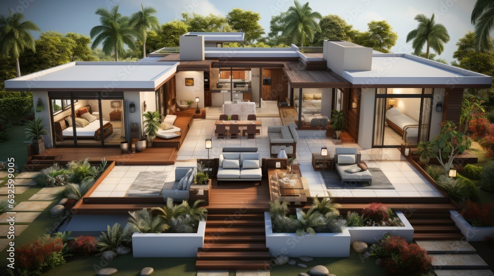 Modern villa, minimalist style. Generated by AI