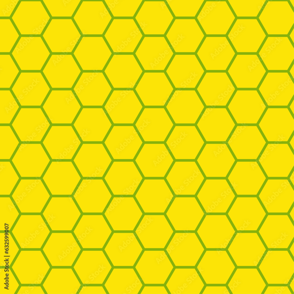 Seamless pattern hexagonal honeycombs by columns in green and yellow color Seamless pattern hexagonal honeycombs by columns in green and yellow color