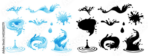 Water and juice splash liquide. Vector Illustration. A dripped droplet, delicate dancer in ballet of fluids A spill shape, unexpected art form from moment of chaos A water splash, celebration © robu_s