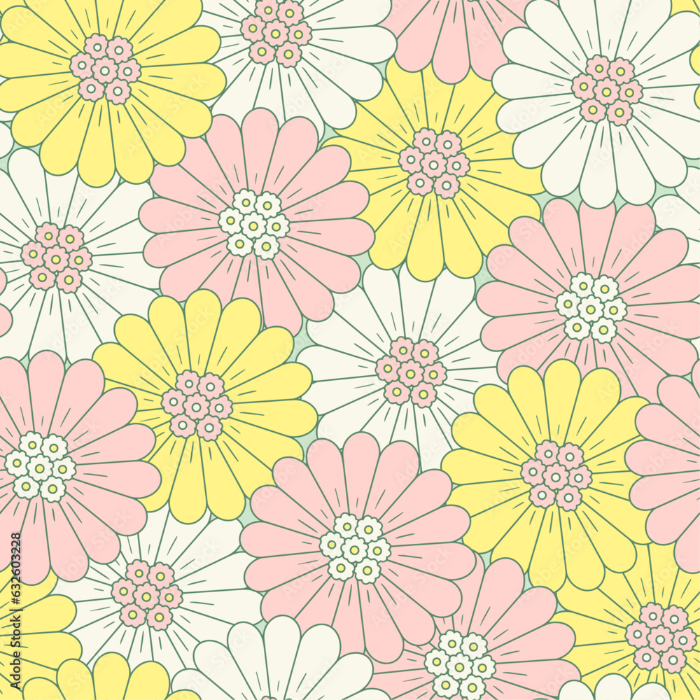 Vector seamless pattern with flowers