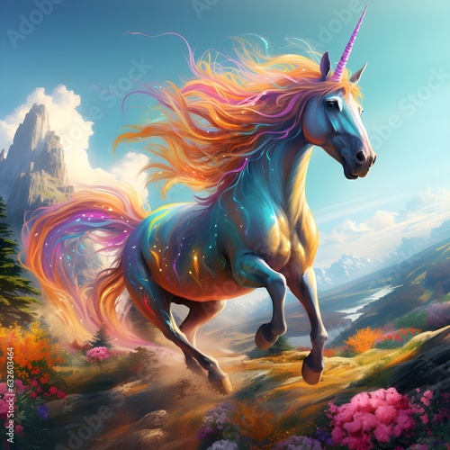 Rainbow-Stride Pursuit  The Unstoppable Unicorn Racing Across Vast Plains to Reach Its Enchanted Master