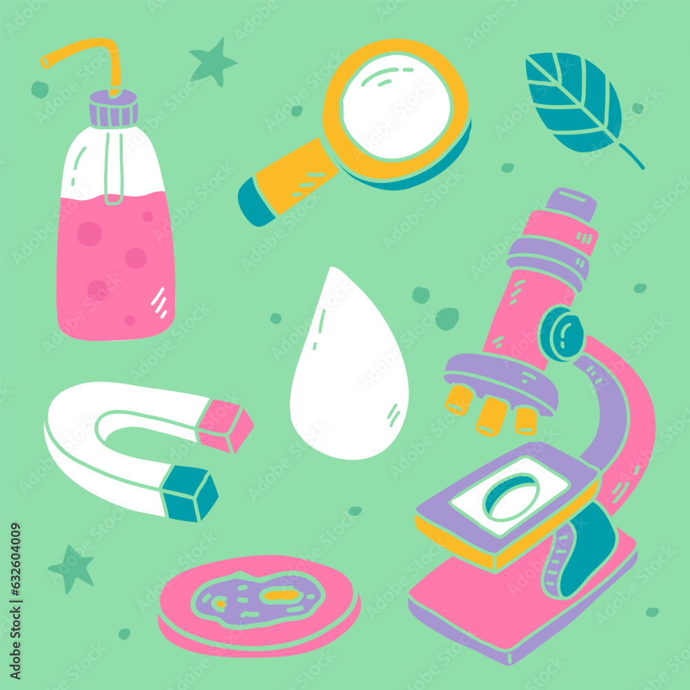 Naklejka premium Testing equipments set for science experiments or measuring