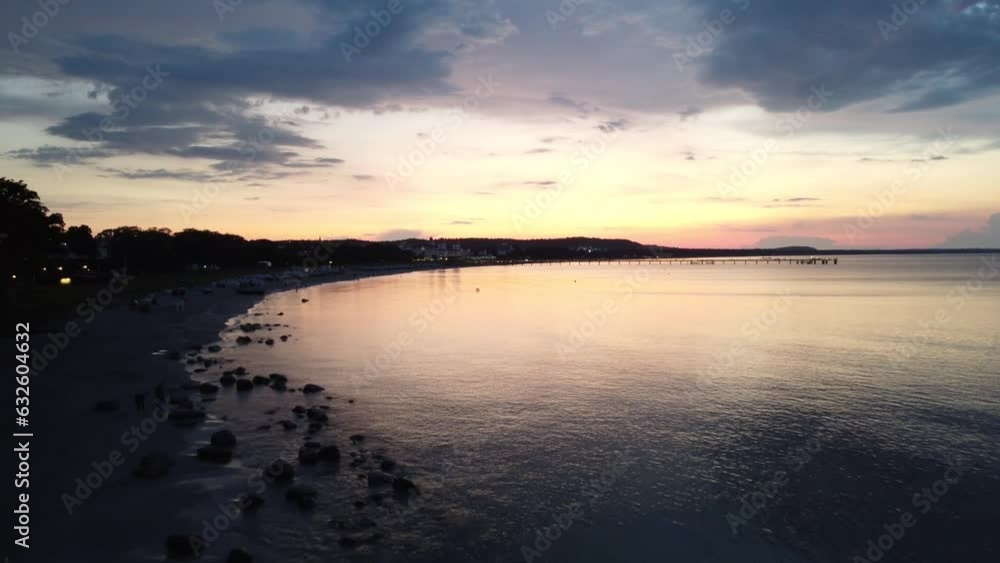 Beach in the Baltic resort of Binz shortly after sunset, on the horizon the Kurzhaus Binz, pier, Baltic resort of Binz, Ruegen, Mecklenburg-Western Pomerania, Germany, Europe Beach in the Baltic resort of Binz shortly after sunset, on the horizon the Kurzhaus Binz, pier, Baltic resort of Binz, Ruegen, Mecklenburg-Western Pomerania, Germany, Europe