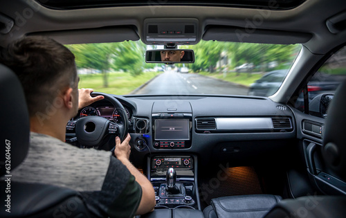 Hands on the wheel when driving from inside the car.