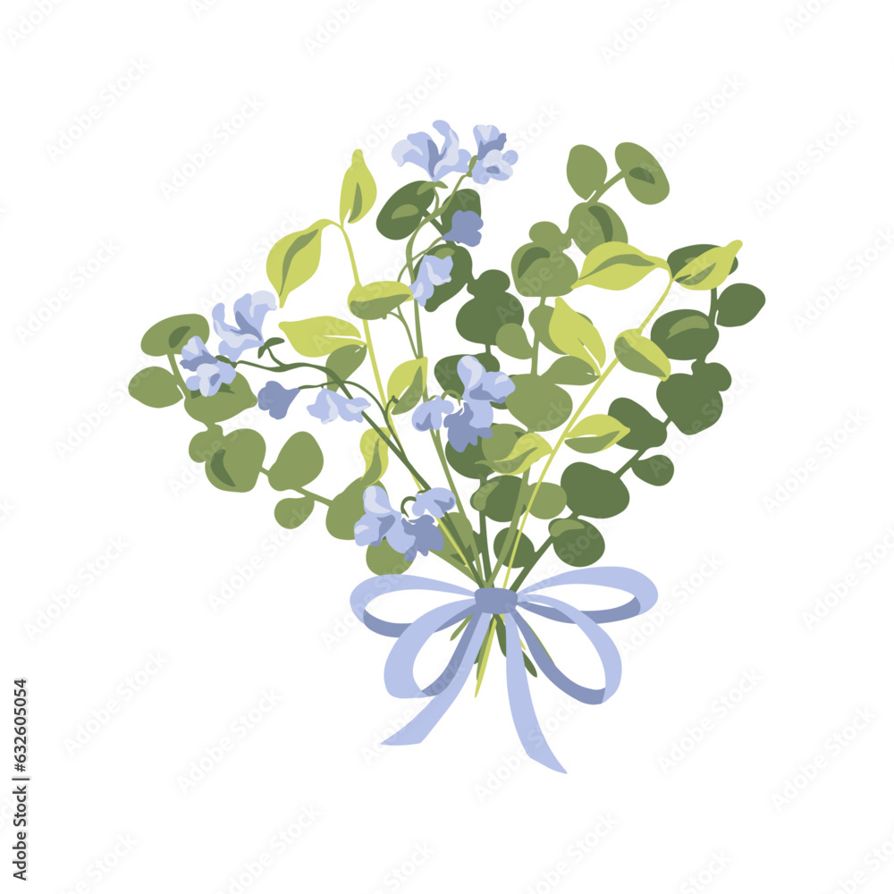 Vector floral bouquet with eucalyptus leaves illustration