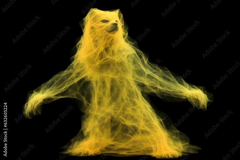 Portrait of a full body of transparent yellow radiant, ghost-like. Generated by AI Portrait of a full body of transparent yellow radiant, ghost-like. Generated by AI