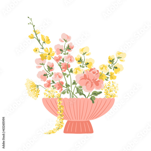 Vector bouquet of flowers in vase