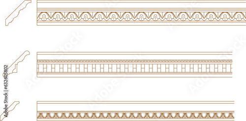 Vector sketch illustration of classic roman greek detailed cornices design