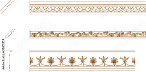Vector sketch illustration of classic roman greek detailed cornices design