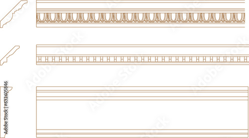 Vector sketch illustration of classic roman greek detailed cornices design
