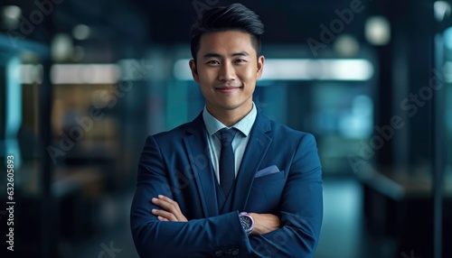 Young, confidently smiling Asian business leader. Generated by AI
