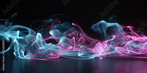 Very Detailed of Purple Color Neon Liquid Smoke Abstract Background AI Generative