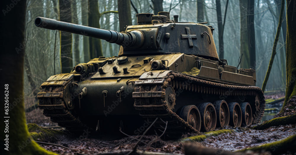 Historic World War 2 Tank in Woodland Setting