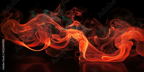 Neon Liquid Smoke Orange Color Very Detailed Abstract Background AI Generative