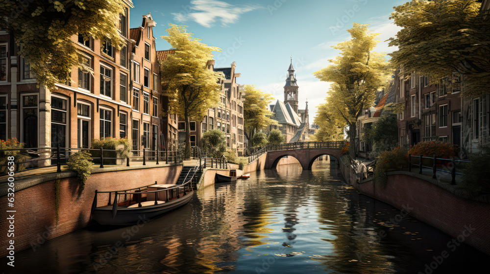 Fototapeta premium Traditional Dutch Canals - Historic Waterways in Amsterdam