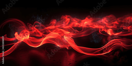 Red Color Neon Liquid Smoke Very Detailed Abstract Background AI Generative