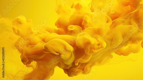 Dense Dark Yellow Liquid Smoky Abstract Foggy Background Generative AI