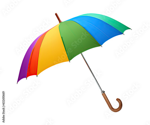 Multicolor umbrella isolated on white or transparent background cutout. Generative AI