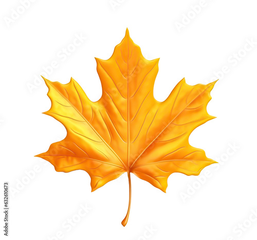 Orange maple leaf isolated on white or transparent background cutout. Generative AI