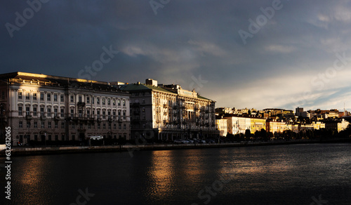 trieste seafront at sunset after heavy rain © TTLmedia