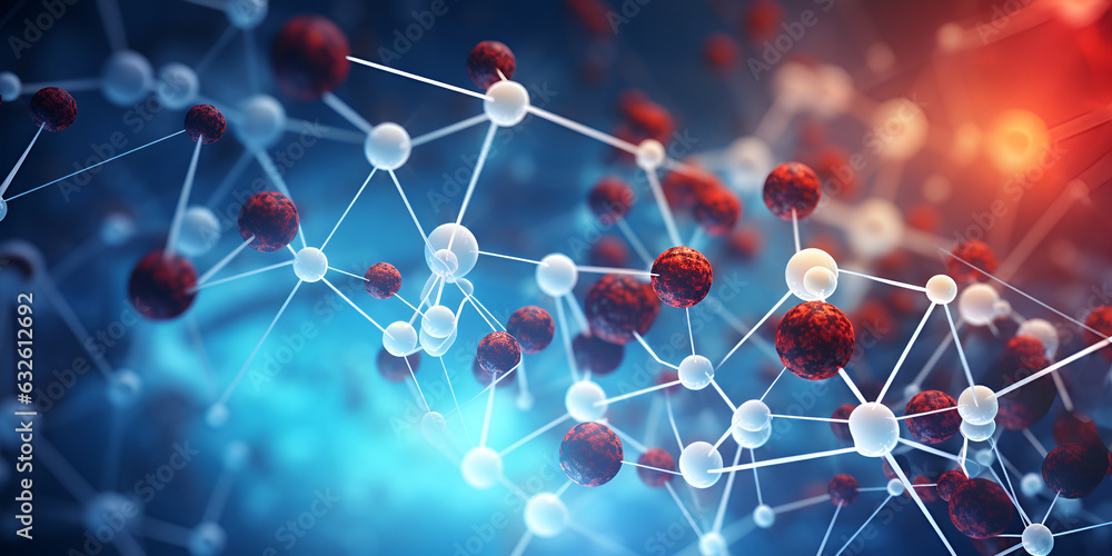 nanobiology, Chemistry Molecules, Molecular structure with connections between atoms Generative AI
 - obrazy, fototapety, plakaty 