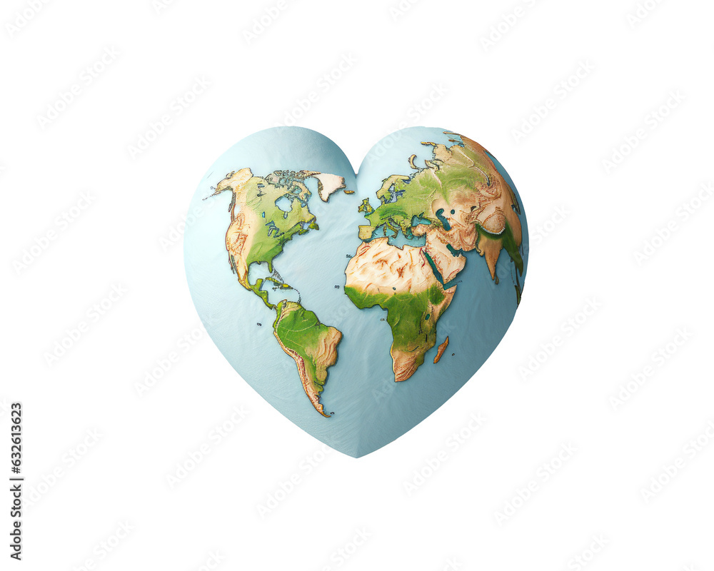 Naklejka premium The earth in the shape of a heart.