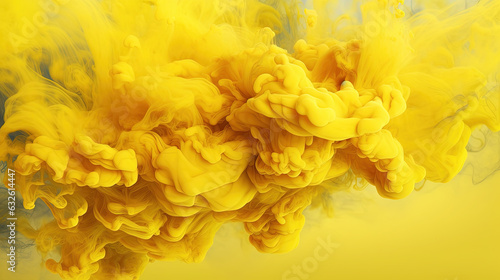 Yellow Color Liquid Ink Dense Smoky Abstract Misty Background AI Generative