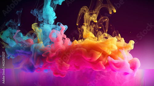 Rainbow Colored Dense Liquid Paint Smoky and Foggy Background AI Generative