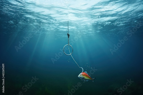 fishing hook underwater, Generative AI © Morningmaze