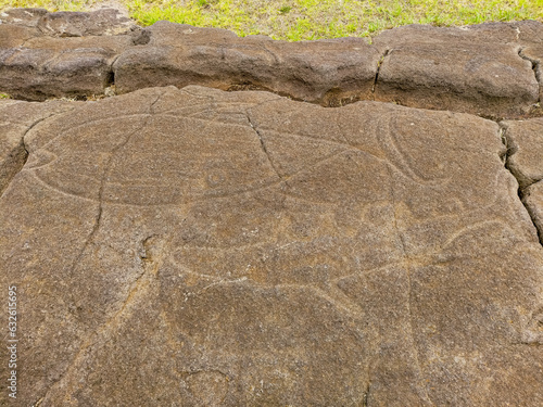 Petroglyphen von Papa Vaka, Rapa Nui, Osterinsel photo