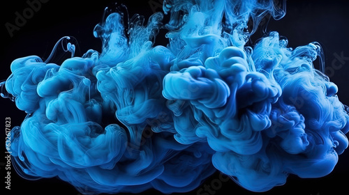 Dense Blue-Cyan Liquid Smoky Abstract Foggy Background AI Generative