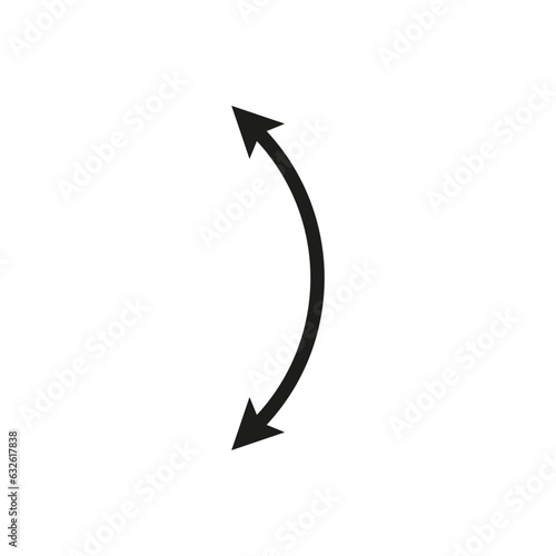 Dual semi circle arrow. Vector illustration. Semicircular curved thin long double ended arrow.	