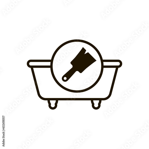 Bathtub refinishing and restoration. Vector with tub and paint brush.