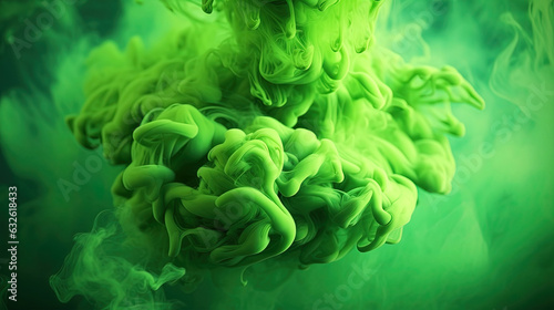 Green Dense Liquid Paint Smoky and Foggy Abstract Background AI Generative