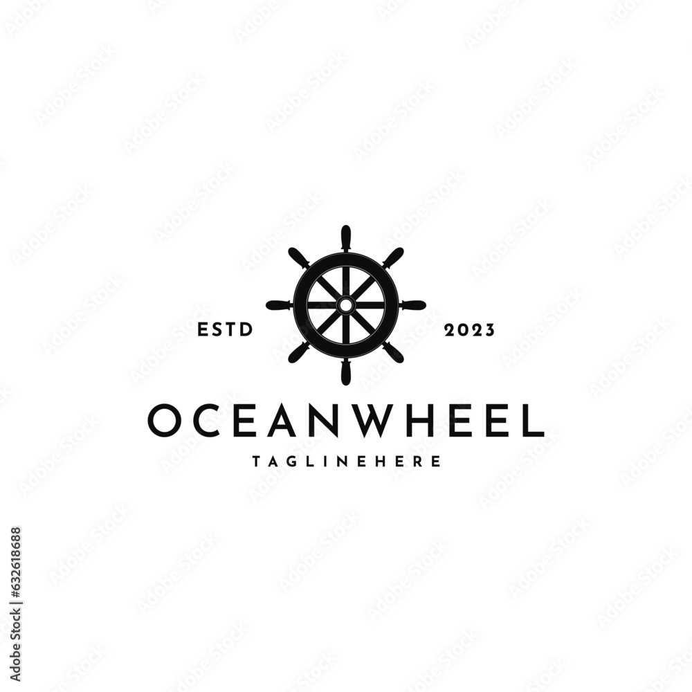 Steering wheel logo design, ocean wheel logo design ideas