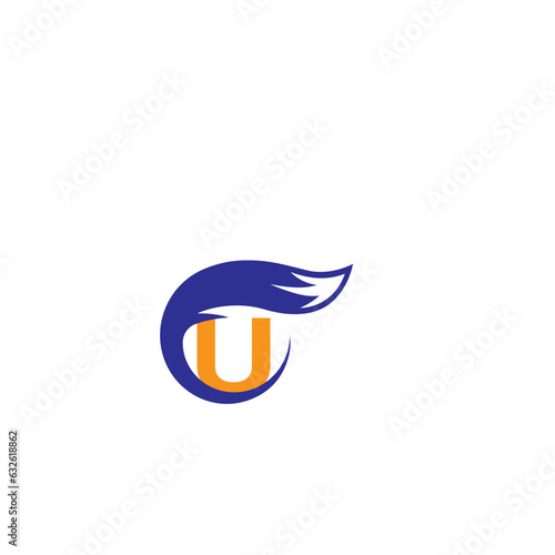   FOX creative modern logo and  U letter logo  simple design with vector graphic.
