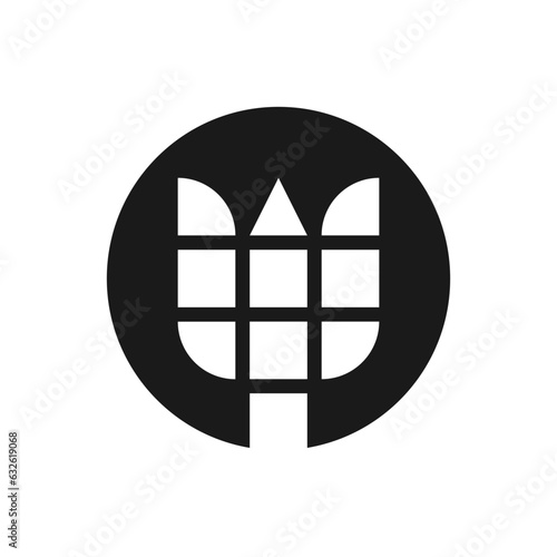 Logo design in the shape of a flower. Creative abstract vector template in minimal simple flat style. 