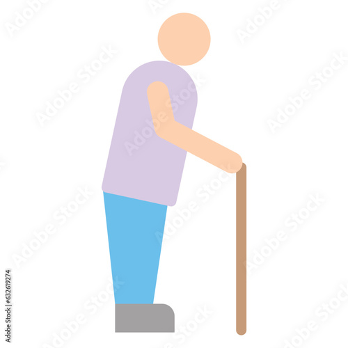 Old man walk with stick