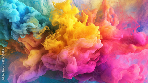 Rainbow Colored Dense Liquid Paint Smoky and Foggy Background AI Generative