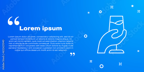 White line Wine tasting, degustation icon isolated on blue background. Sommelier. Smells of wine. Vector