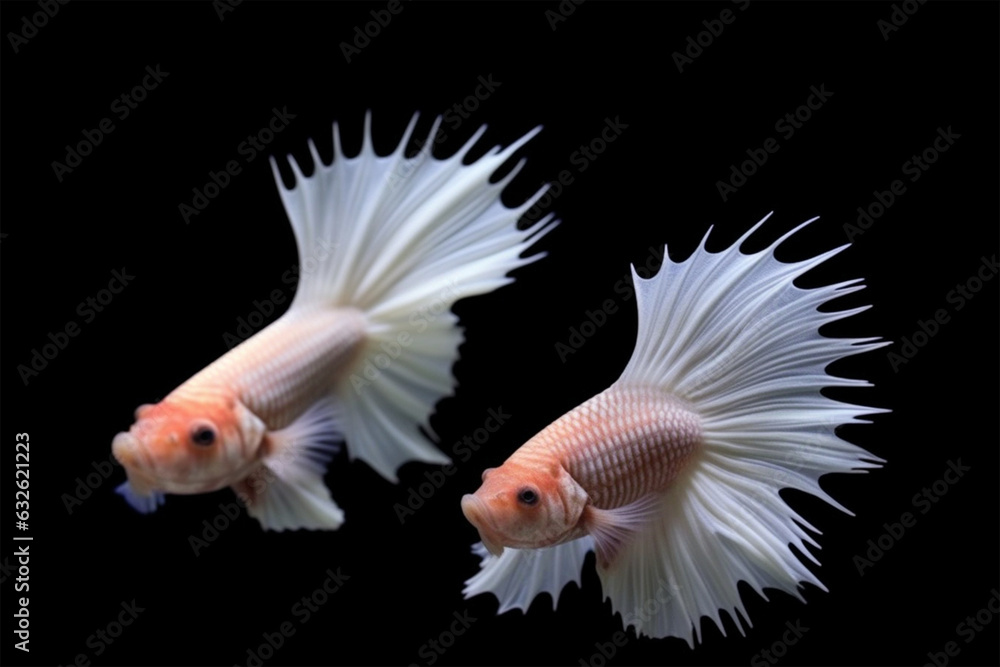 Two beautiful white betta fish