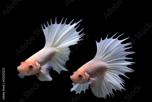 Two beautiful white betta fish © Angah