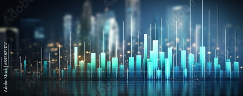 illustration of a market chart business data graph diagram  stock statistics data hologram. Generative ai