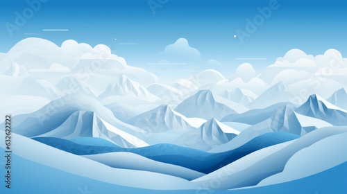 Mountains and blue sky papercut banner. AI generative. © vadymstock